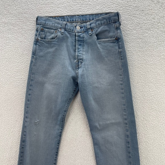 Levis 501 Jeans Mens 29x30 Blue Original Button Fly Light Wash Denim Grunge - Picture 3 of 11